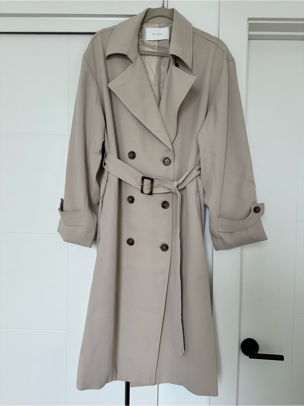 MESHKI Keily Super Oversized Trench Coat - Bone
